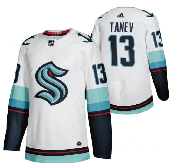 Men's Seattle Kraken #13 Brandon Tanev White Stitched Jersey Men's Seattle Kraken #13 Brandon Tanev White Stitched Jersey